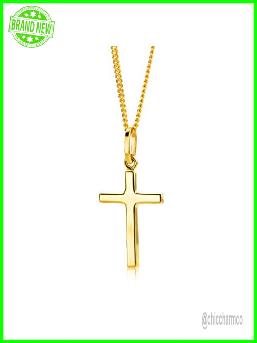 10k Yellow Gold Cross Pendant Necklace for Women 18k Gold Plated Chain